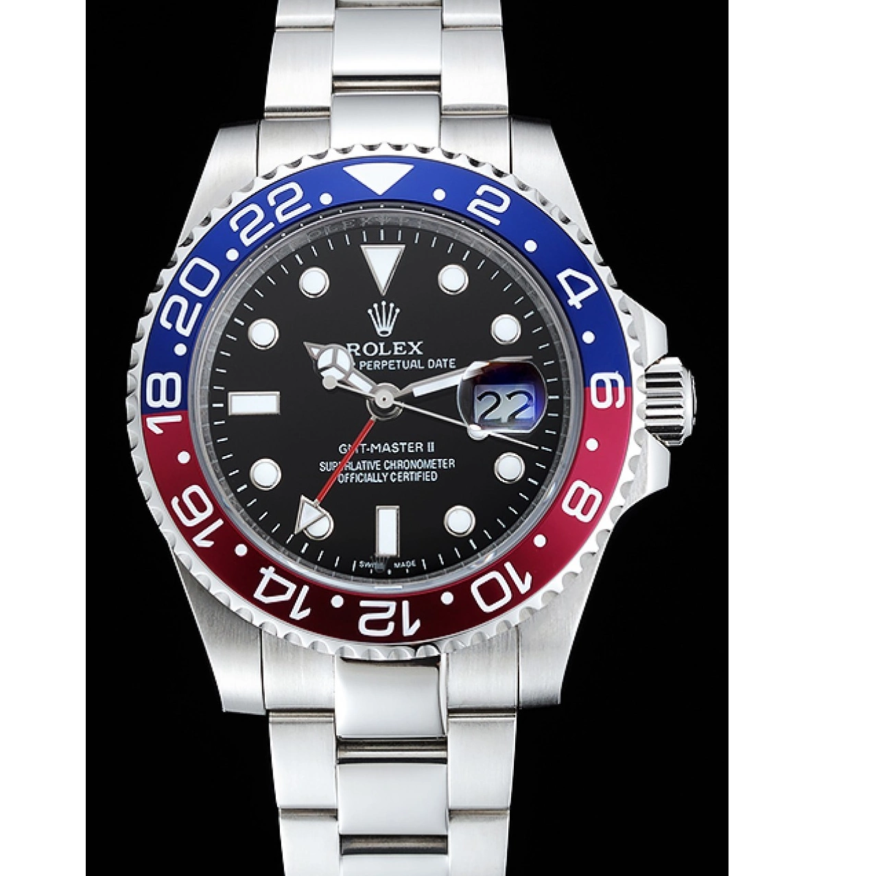 Good copy rolex watches Rolex Dial II Master GMT Blue Bezel Rose Black Watch Red 0728